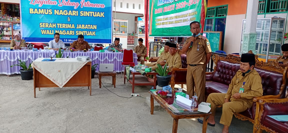 Camat Sintuk Toboh Gadang Menghadiri Serah Terima Jabatan Wali Nagari Sintuk  dan Juga dihadiri oleh